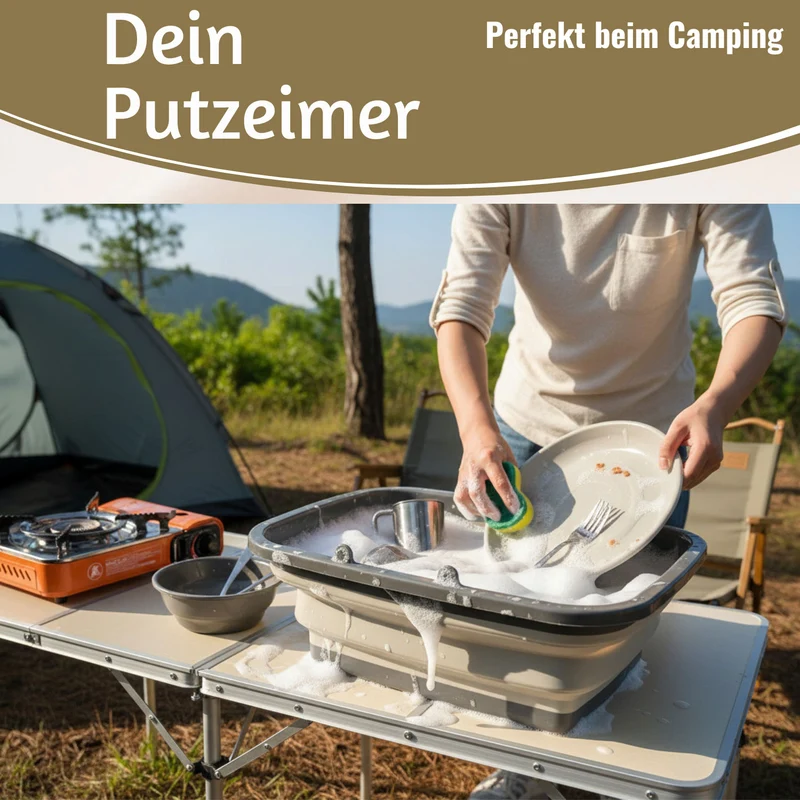 Flexibler Einkaufskorb 10L 38x28cm faltbar mit Griff Faltkorb Wassereimer Camping