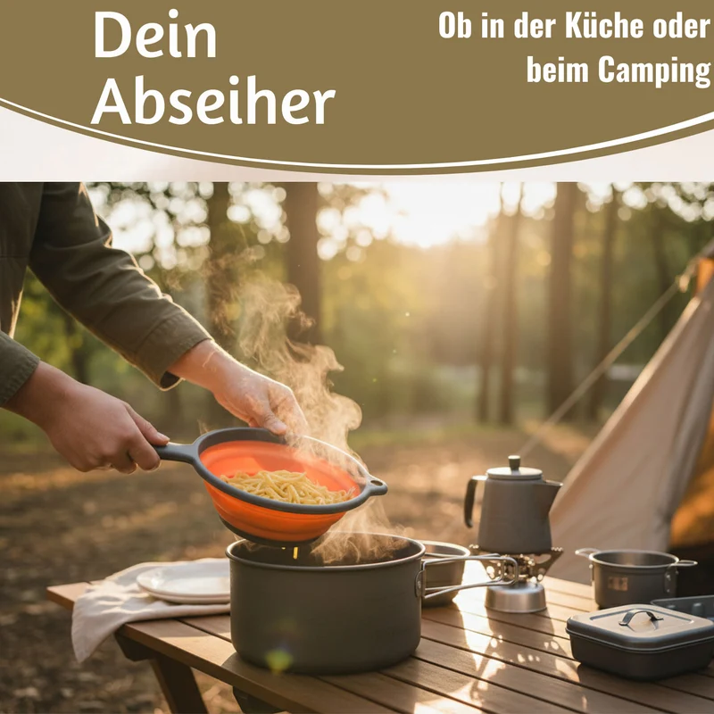 Flexibles Abtropfsieb Nudelsieb 36x19cm faltbar mit Griff Sieb Küchensieb Camping