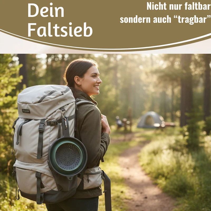 Flexibles Abtropfsieb Nudelsieb 36x19cm faltbar mit Griff Sieb Küchensieb Camping