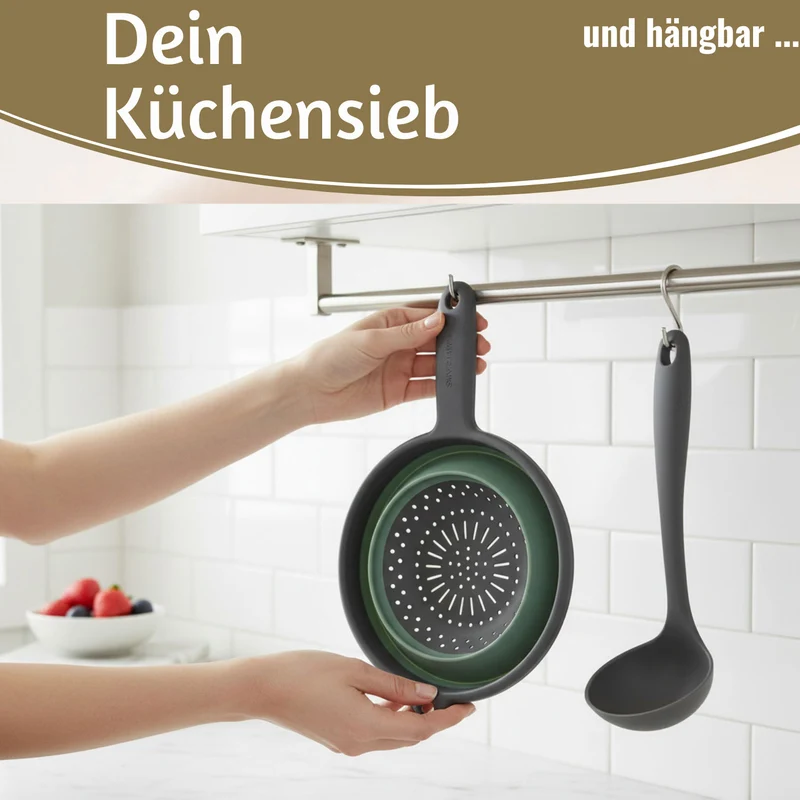 Flexibles Abtropfsieb Nudelsieb 36x19cm faltbar mit Griff Sieb Küchensieb Camping