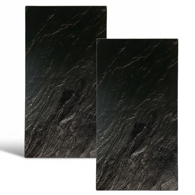 2´er Set Glas Herdabdeckplatten Schiefer 52x30cm Glasschneidebrett Schneidebrett