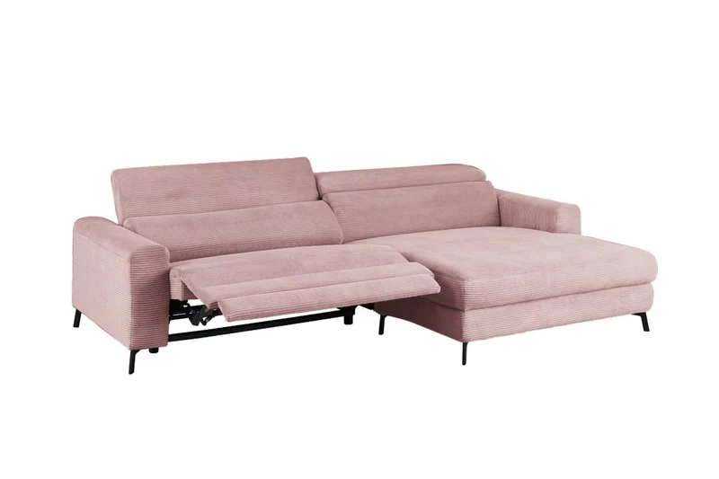 KAWOLA Sofa LAISKA Ecksofa Relaxfunktion teilmotorisch Cord rosa