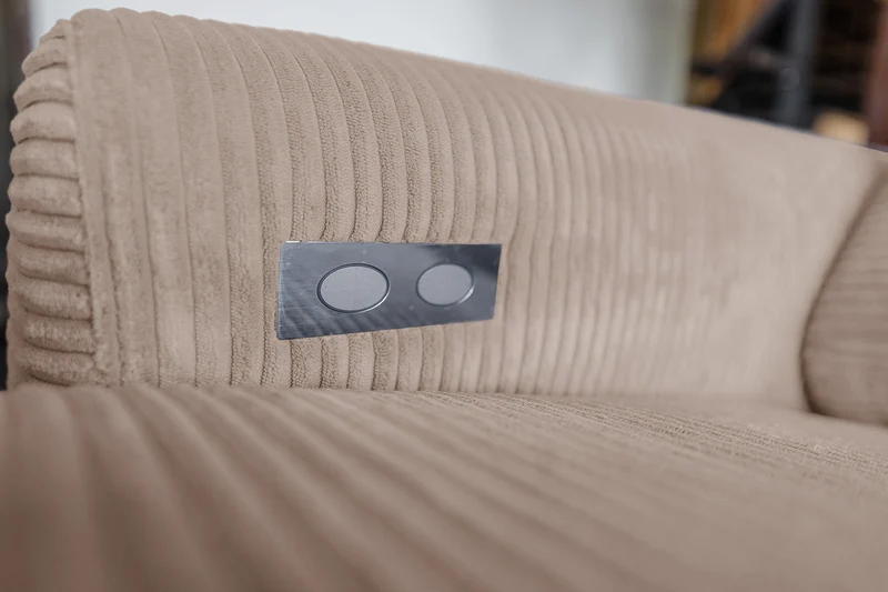 KAWOLA Sofa LAISKA Ecksofa Relaxfunktion teilmotorisch Cord taupe