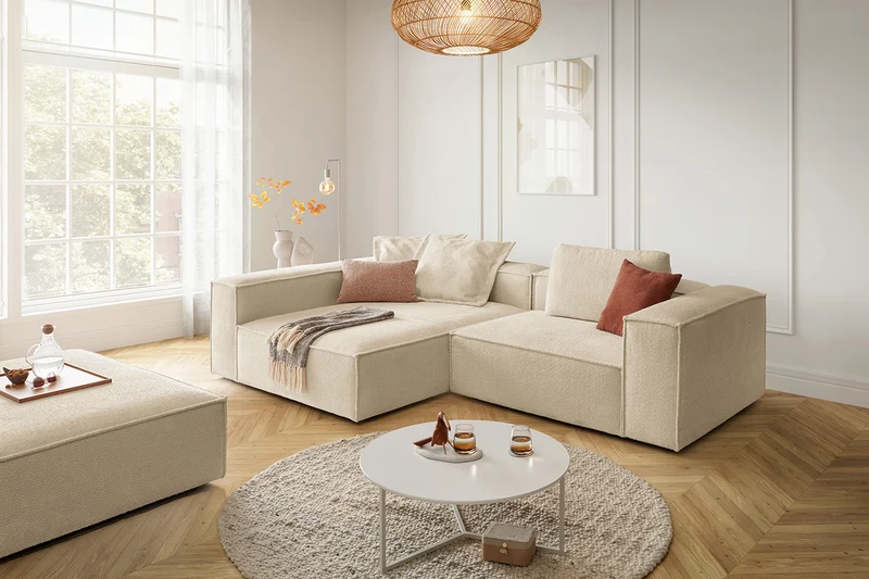 KAWOLA Sofa CARMO Ecksofa Stoff beige
