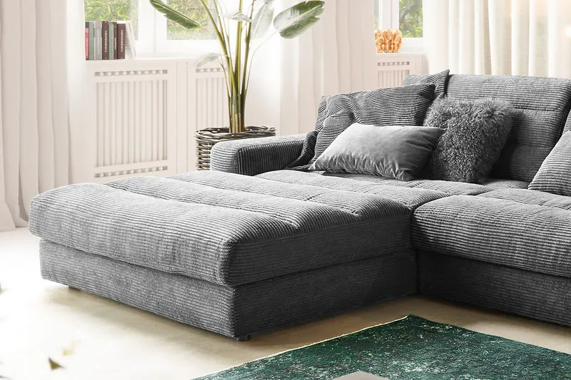 KAWOLA Sofa LANA XL Ecksofa Cord grau