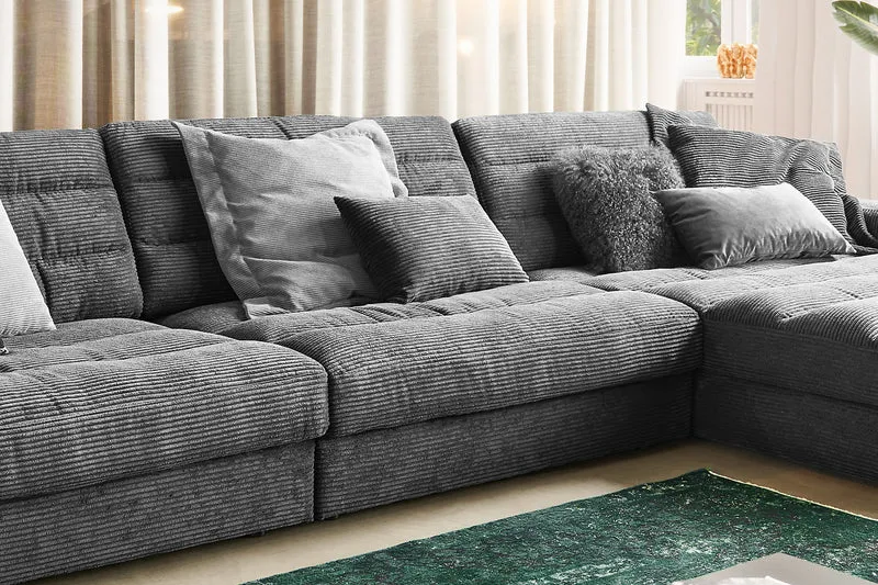 KAWOLA Sofa LANA XL Ecksofa Cord grau