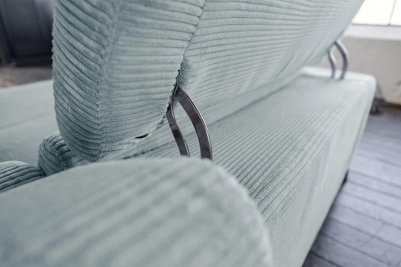 KAWOLA Sofa LAISKA Ecksofa Relaxfunktion teilmotorisch Cord hellblau
