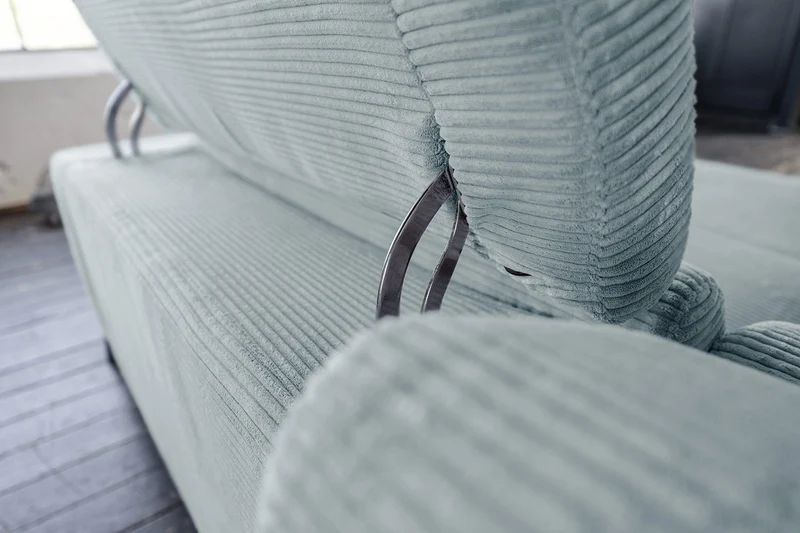 KAWOLA Sofa LAISKA Ecksofa Relaxfunktion teilmotorisch Cord hellblau