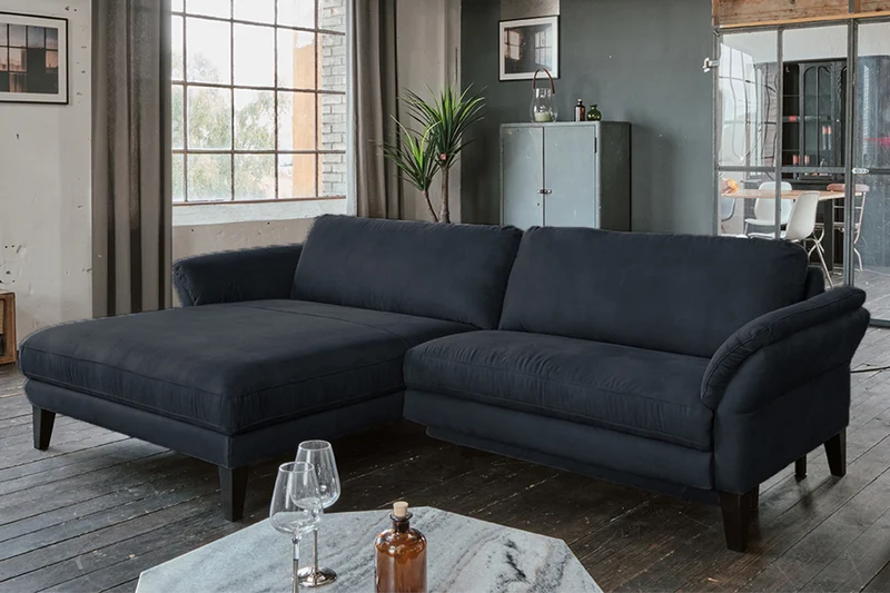 KAWOLA Sofa MALTA Ecksofa Stoff schwarz