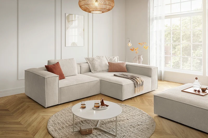 KAWOLA Sofa CARMO Ecksofa Stoff weiß