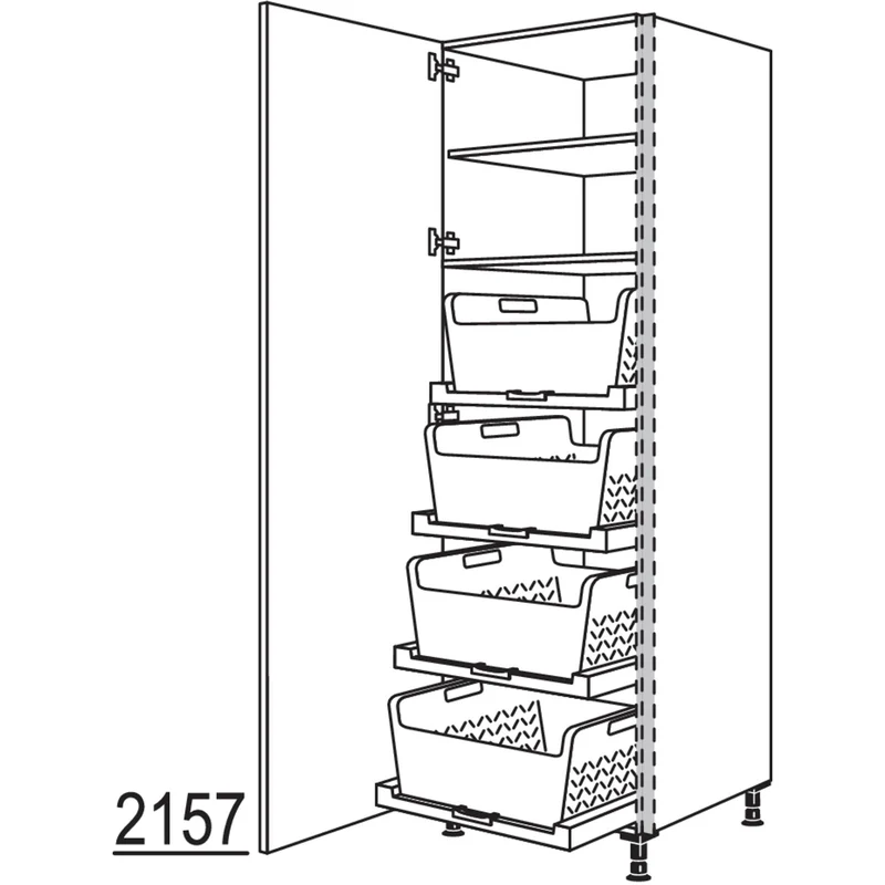 nobilia Hochschrank mit Wäschekorb-Tablar Laundry-Area NHSWTABF60-3 60 cm