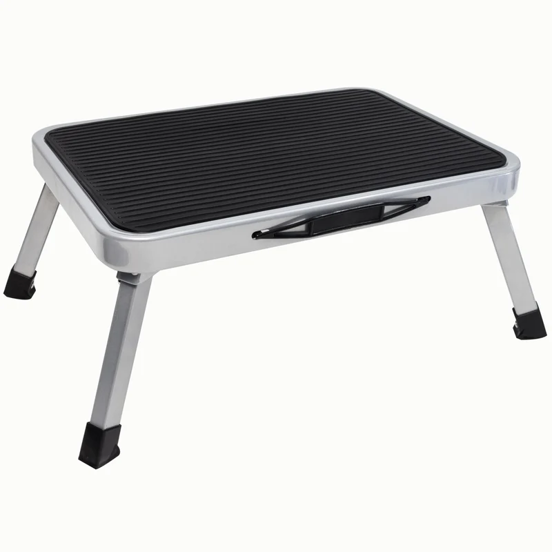 Trittstuffe Wohnwagen Wohnmobil Klappbar mit Tragegriff 38x26cm - 1-Stufig 17cm hoch - 150kg Traglast Einstieg Tritthilfe Trittleiter Tritthocker Stahl Tritt Stufe Camping Leiter Caravan Senioren