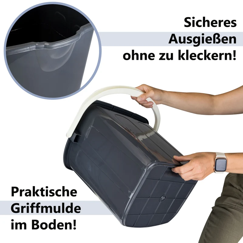 Camping Eimertoilette mit Deckel und Sitzbrille - bis 120kg belastbar - Sitzhöhe 35cm Toiletteneimer Campingtoilette ohne Chemie WC Hygieneeimer Gartentoilette Pool Baustelle Wohnmobil mobile Toilette