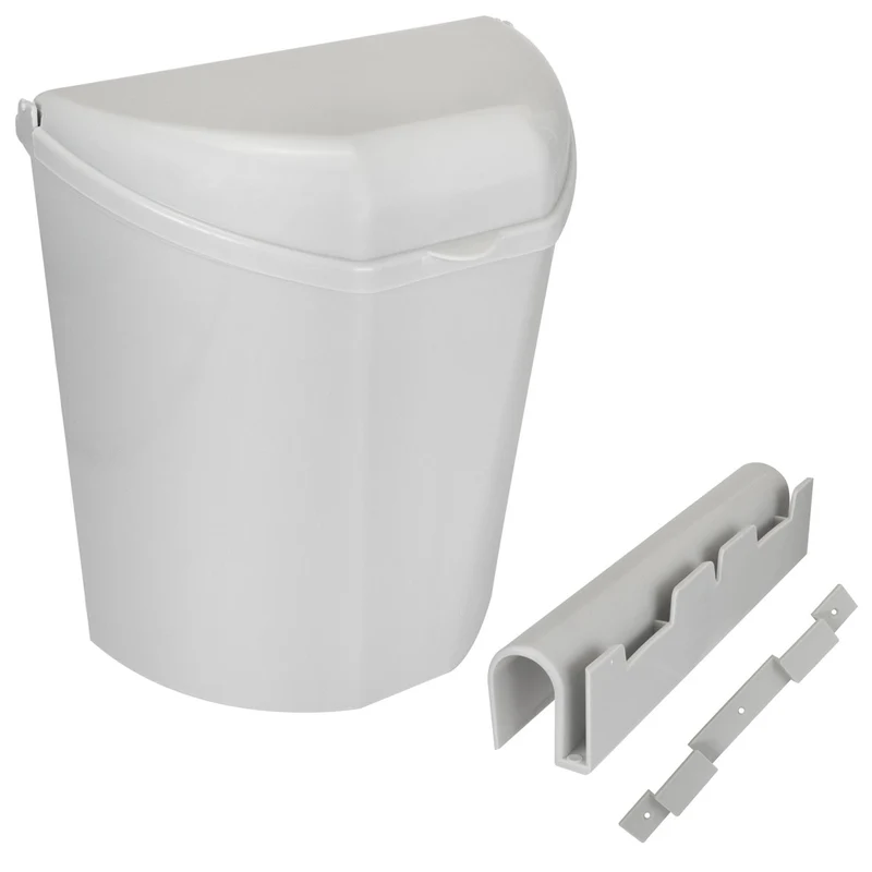Mülleimer 26x29cm für Camping Küche - 7 Liter - Grau - Hängender Mülleimer Einfache Montage an Leisten Schranktüren Wandmontage Abfalleimer mit Halterungen