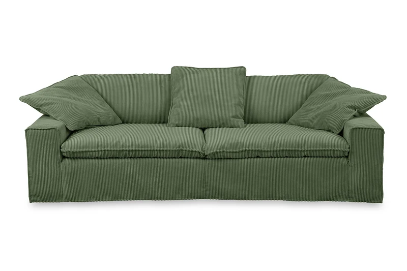 KAWOLA Sofa NETTA 4Sitzer Bezug abziehbar Cord moosgrün