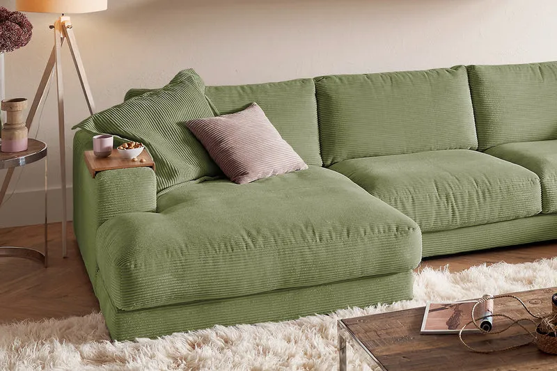 KAWOLA Sofa MADELINE Wohnlandschaft U-Form Cord olivgrün