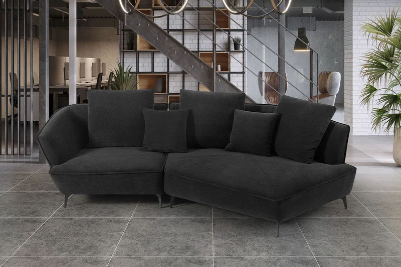 KAWOLA Sofa GARBO Designsofa Stoff schwarz