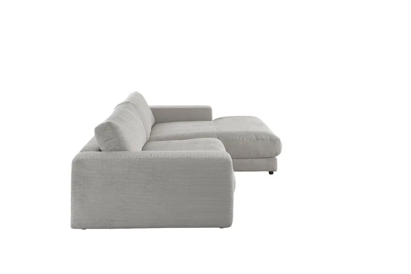 KAWOLA Sofa MADELINE Ecksofa mit Longchair Cord steingrau