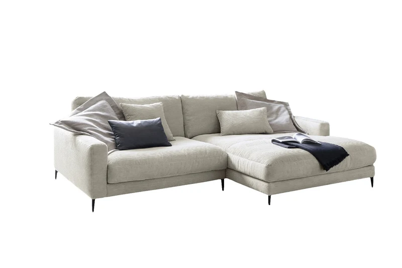 KAWOLA Ecksofa CARA Sofa Cord hellgrau