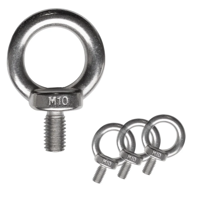 4x Edelstahl M10x17mm Ringschraube V2A 304 Ösenschraube Traglast 600 kg Augbolzen Augenschraube geschlossen Heberingschraube Augschraube Schraubösen Ringbolzen Ösenbolze Eye bolt Ähnlich-DIN580