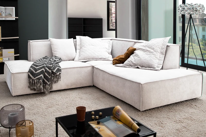 KAWOLA Sofa SAMU Ecksofa Stoff beige