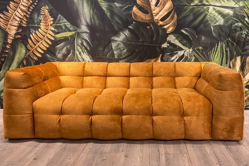 KAWOLA Sofa ROSARIO Velvet gold