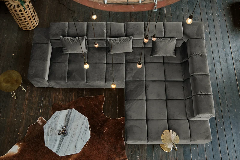 KAWOLA Sofa NEVADA Ecksofa Velvet grau