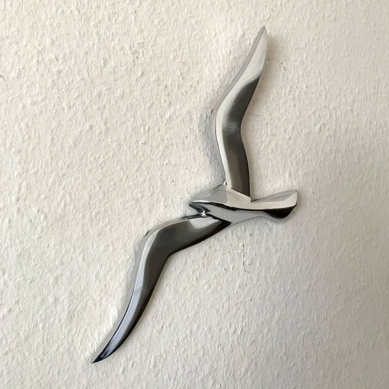 Wand Deko-Objekt Möwe 34cm Aluminium Silber Deko-Figur