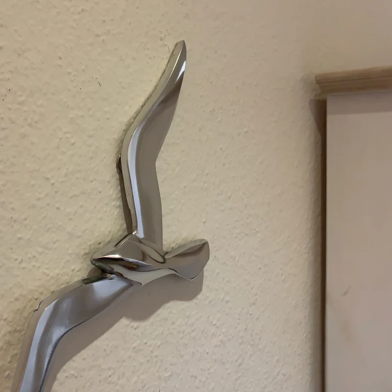 Wand Deko-Objekt Möwe 34cm Aluminium Silber Deko-Figur
