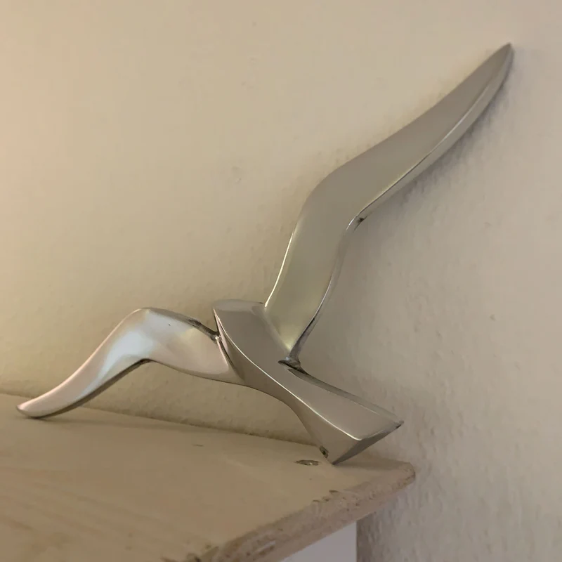 Wand Deko-Objekt Möwe 34cm Aluminium Silber Deko-Figur