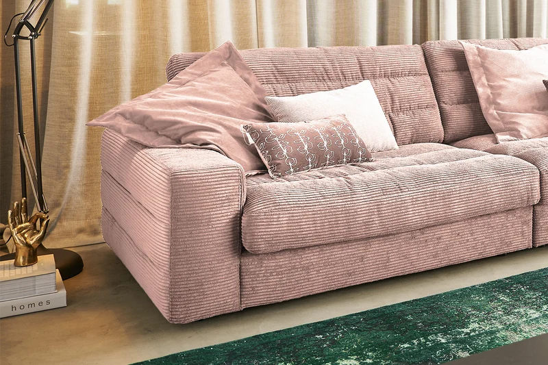 KAWOLA Sofa LANA XL Ecksofa Cord rosa