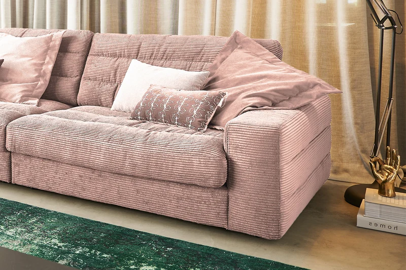 KAWOLA Sofa LANA XL Ecksofa Cord rosa