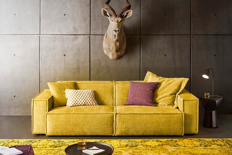 KAWOLA Sofa SAMU Stoff gelb