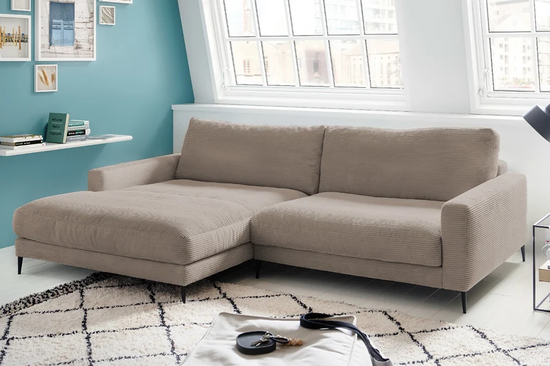 KAWOLA Ecksofa CARA Sofa Cord taupe