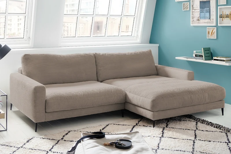 KAWOLA Ecksofa CARA Sofa Cord taupe