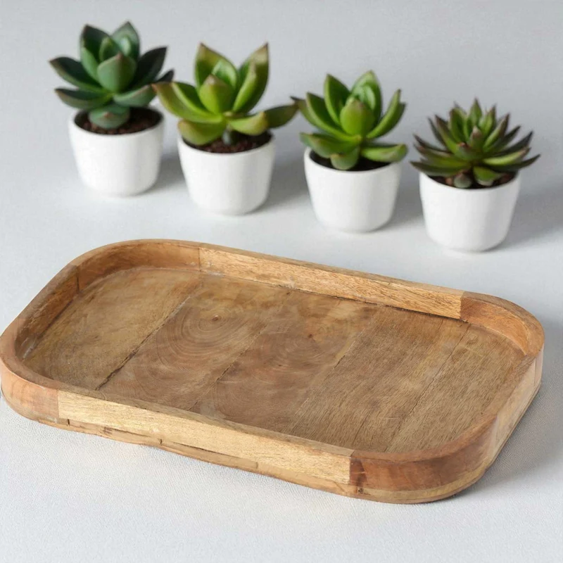 XL Holz Deko Küchentablett Mango Braun 46x30cm Serviertablett Obstschale Brot