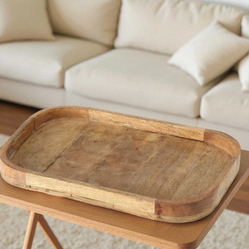 Holz Deko Küchentablett Mango Braun 38x25cm Serviertablett Obstschale Brot