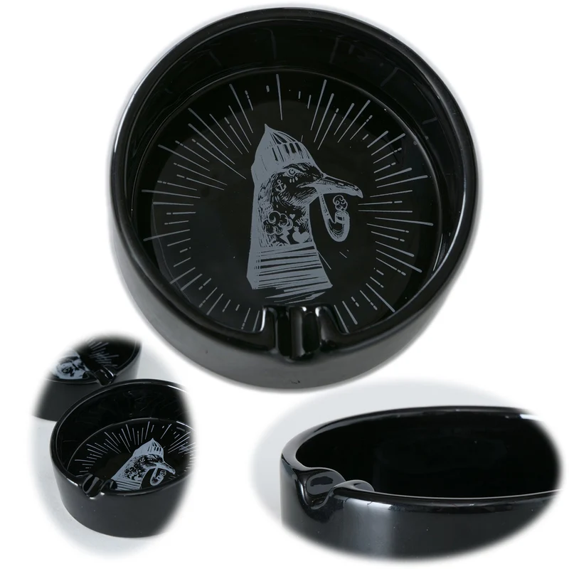 Aschenbecher Sylt Schwarz Möwe 10cm Maritim Keramik Ashtray