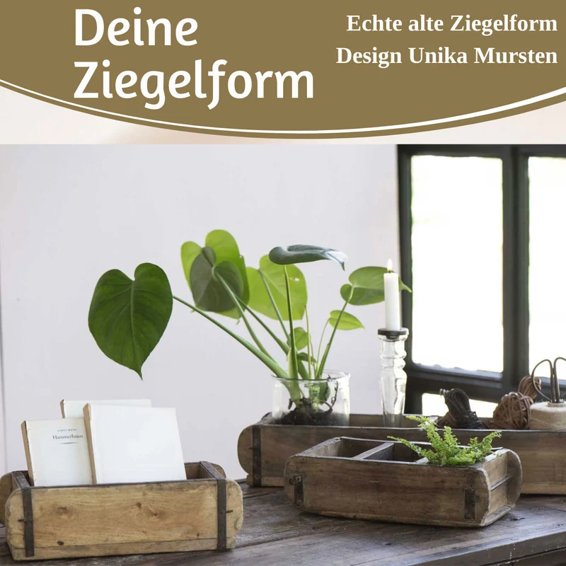 IB Laursen Holz Ziegelform Unika 31x9cm Braun 3-fach alte Backsteinform Cutlery Deko