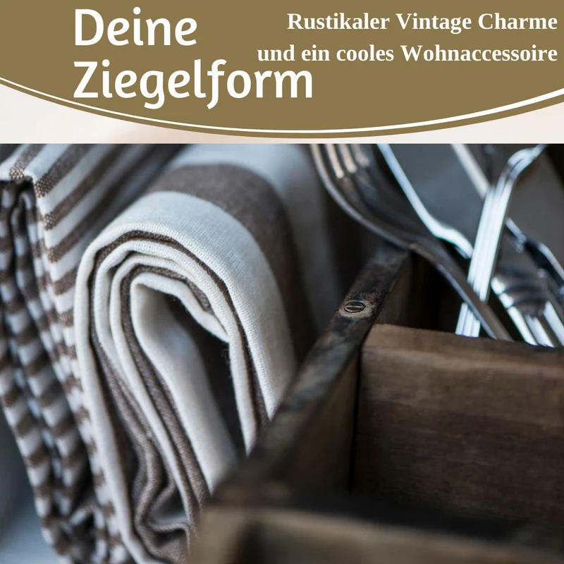 IB Laursen Holz Ziegelform Unika 31x9cm Braun 3-fach alte Backsteinform Cutlery Deko