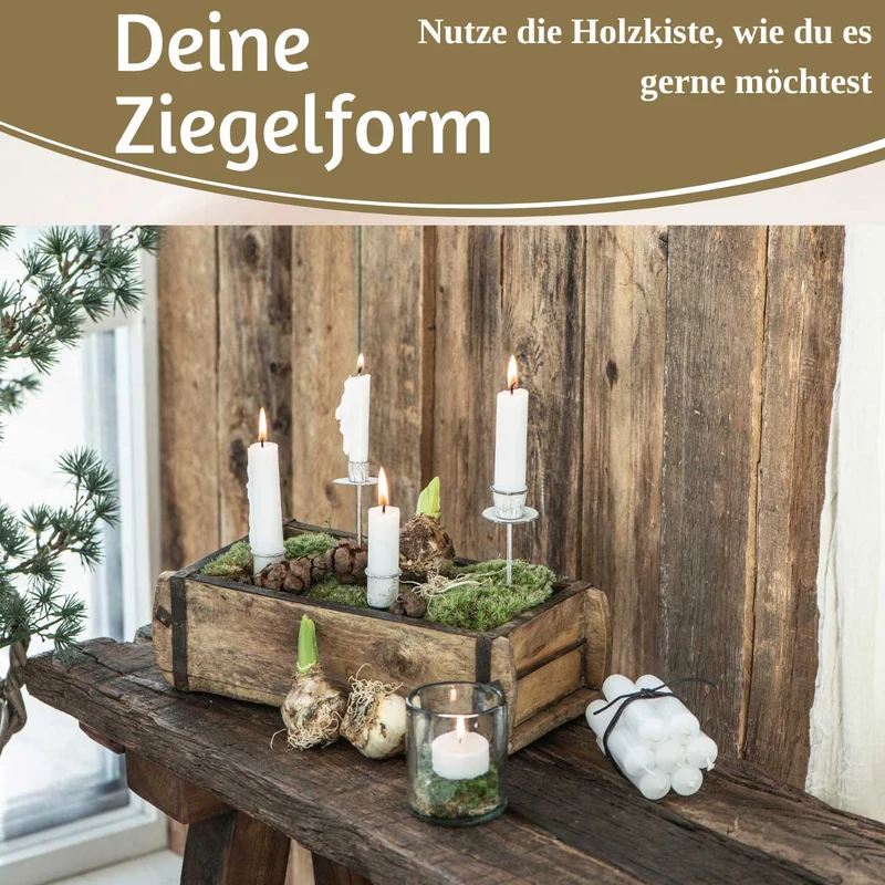 IB Laursen Holz Ziegelform Unika 31x9cm Braun 3-fach alte Backsteinform Cutlery Deko
