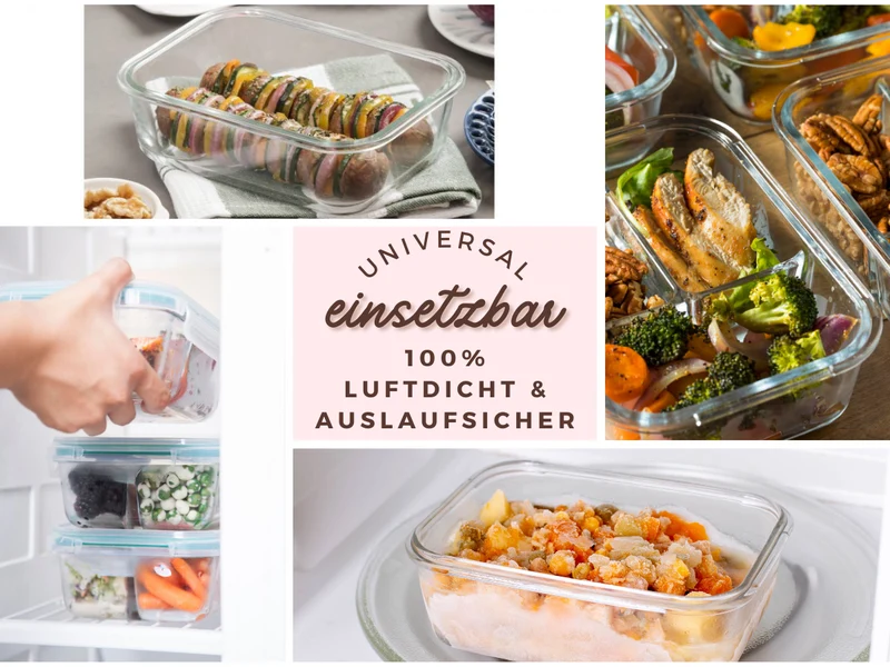 Glas Frischhaltedose Cook & Lock 630ml mit Deckel Lebensmittel Mikrowelle Gefrierbox