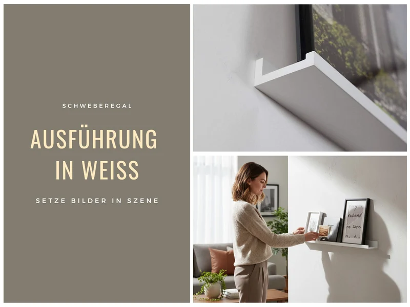 Wandregal Wandboard Freja 2´er Set 45cm Weiß Deko Regal Schweberegal Küchenregal
