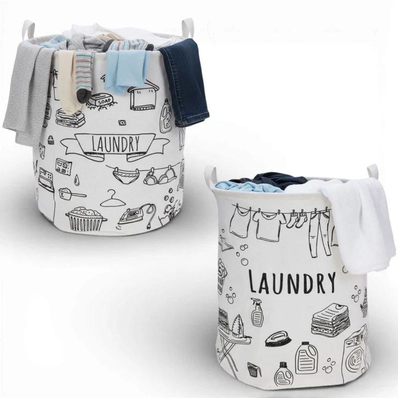Wäschesack Wäschekorb Canvas Laundry 50cm Faltbar Wäschesammler Wäschetruhe