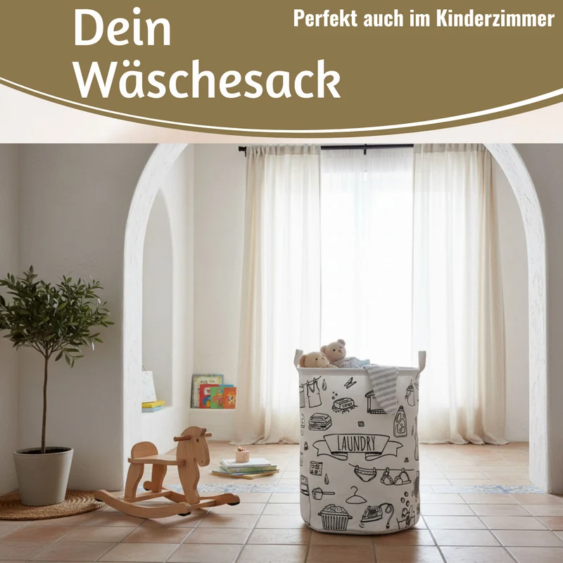 Wäschesack Wäschekorb Canvas Laundry 50cm Faltbar Wäschesammler Wäschetruhe