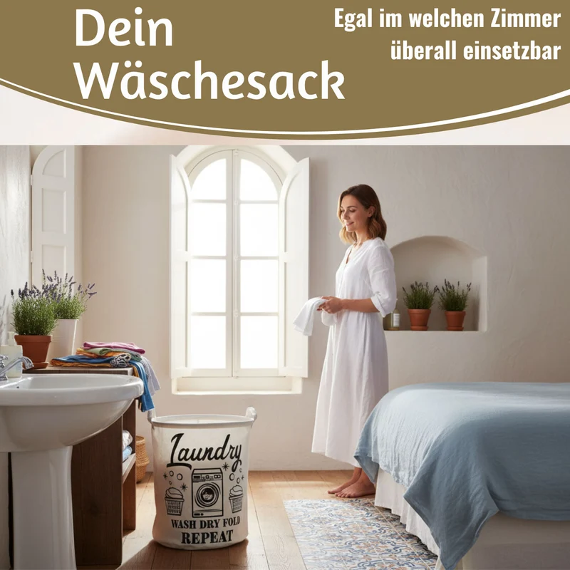 Wäschesack Wäschekorb Canvas Laundry Wash 50cm Faltbar Wäschesammler Wäschetruhe