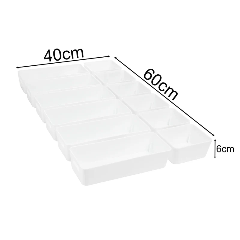 Schubladen Organizer - 12 Teile - 60x40x6 cm - 2 Größen - Aufbewahrungsbox - OrdnungssystemOrganizer