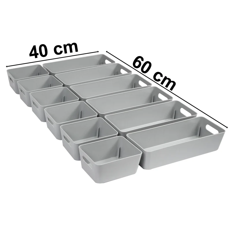 Schubladen Organizer - 12 Teile - 60x40x6 cm - 2 Größen - Aufbewahrungsbox - OrdnungssystemOrganizer