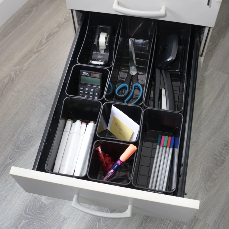 Schubladen Organizer 13 Teile Set - 10 cm hoch - Boxen in 3 Größen - Schubladeneinsatz passend für Schubladen von 40 x 60 cm