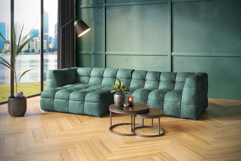 KAWOLA Sofa ROSARIO Ecksofa Velvet petrol